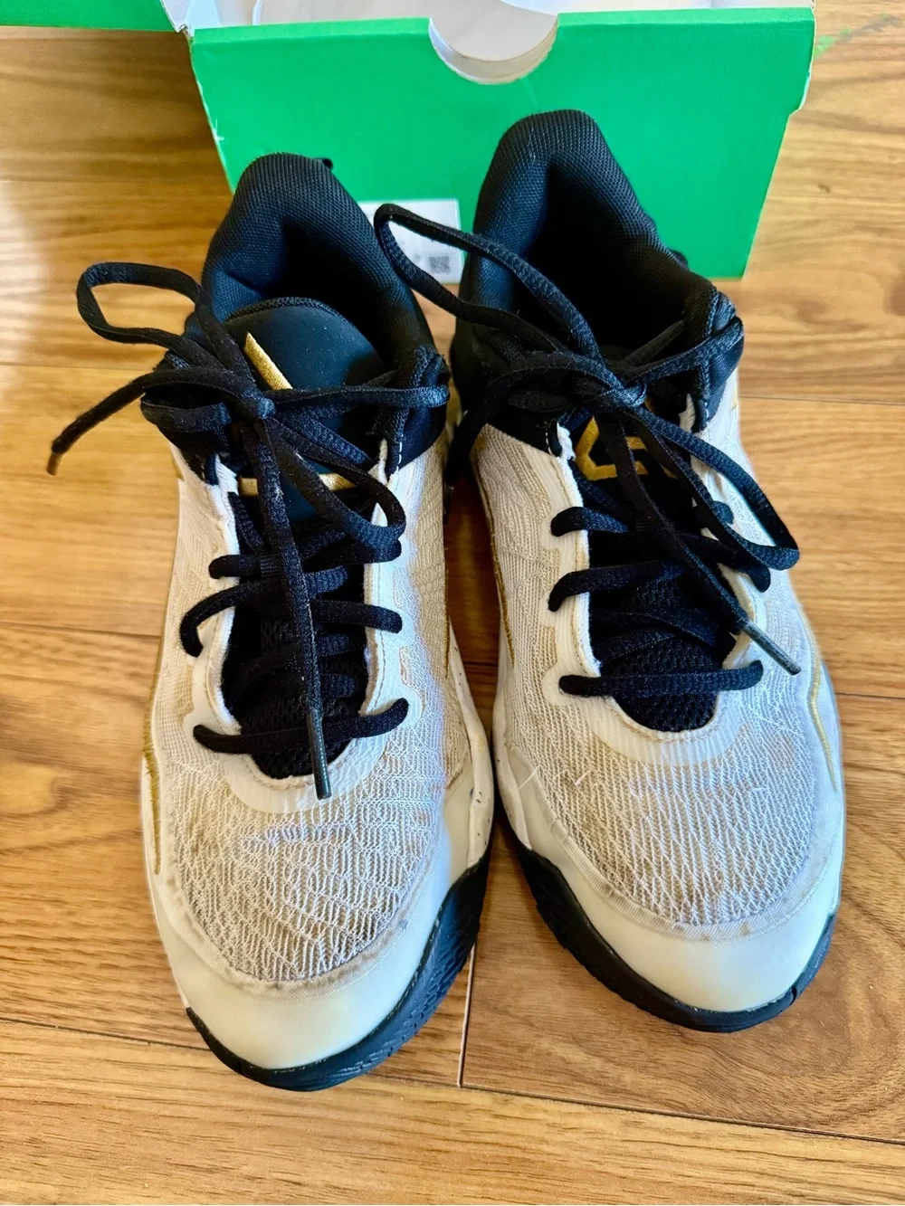 Nike Kids' White and Gold Athletic Shoes